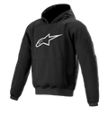 Alpinestars Ageless Hoodie, sweat à capuche de moto pour la conduite urbaine, noir avec logo étoile blanc, style pull avec poche kangourou, poignets et ourlet côtelés, design décontracté inspiré des sports mécaniques