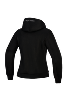Alpinestars Stella Chrome Superairflow Hoodie pour femme, sweat à capuche de moto, noir, vue arrière montrant la construction en maille 3D, design à capuche avec détail du logo couleur cuivre sur l'épaule