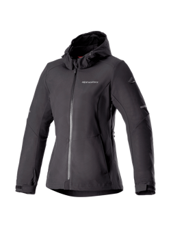 Alpinestars Stella Neo Waterproof Hoodie, veste de moto urbaine pour femme, noire, softshell imperméable, certifiée CE