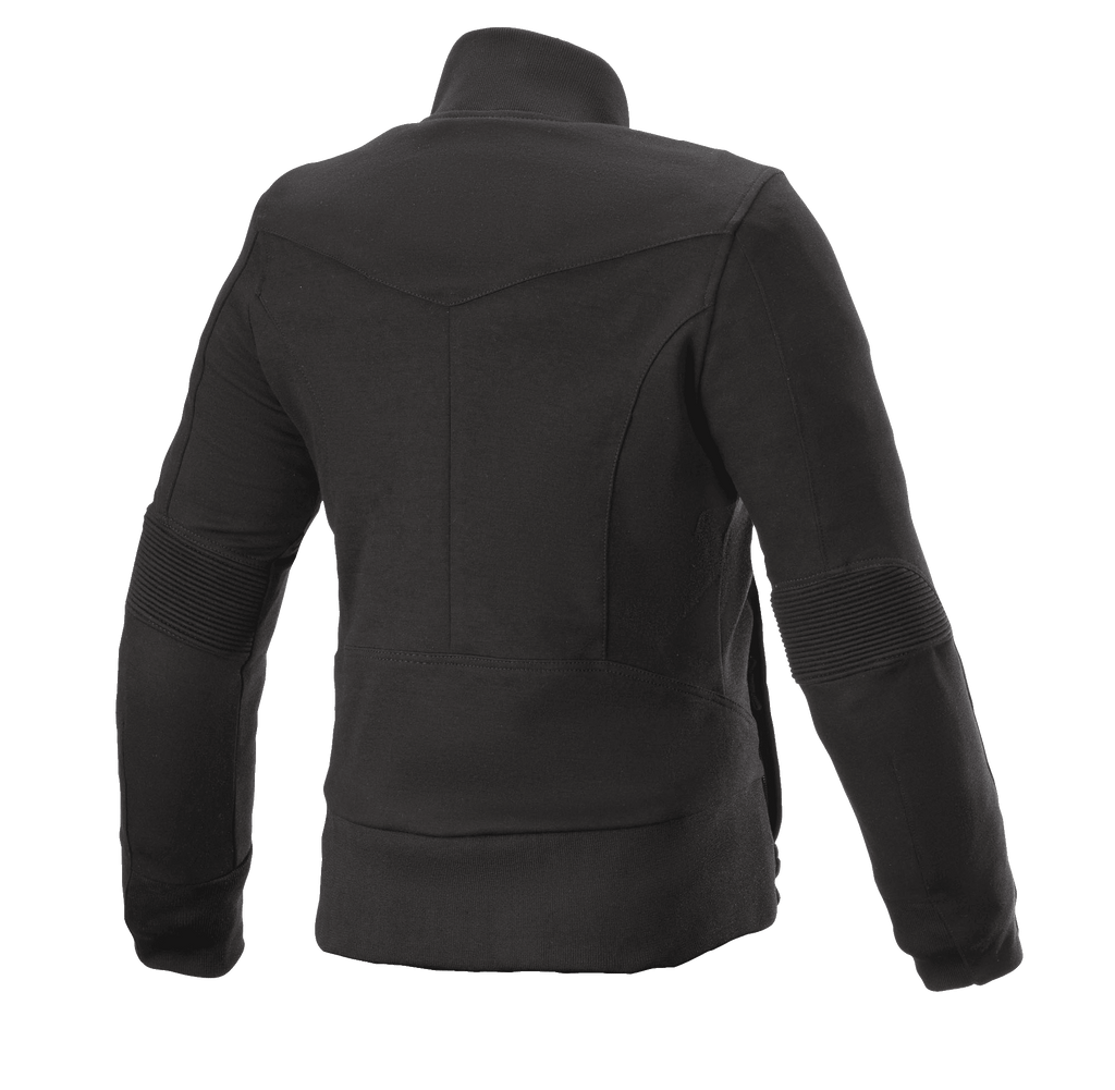 Alpinestars Banshee Damen-Fleecejacke, Motorradjacke für Damen, Schwarz, Rückansicht, lässige Fleece-Konstruktion mit gerippten Ellbogen-Einsätzen und Saum, anatomisch geformtes Design