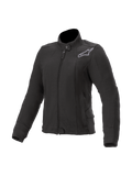 Alpinestars Banshee Fleece, zwarte damesmotorjas voor stedelijk rijden, voorzien van Nucleon Flex Plus-bescherming en Kevlar-versterking.