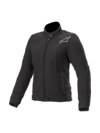Alpinestars Banshee Fleece, zwarte damesmotorjas voor stedelijk rijden, voorzien van Nucleon Flex Plus-bescherming en Kevlar-versterking.