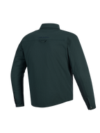 Alpinestars Bryon Water Resistant Overshirt, Dark Emerald, Back View, water-resistant waxed canvas motorcycle jacket, features embroidered logo on upper back, back hanging loop, and longer rear profile for coverage