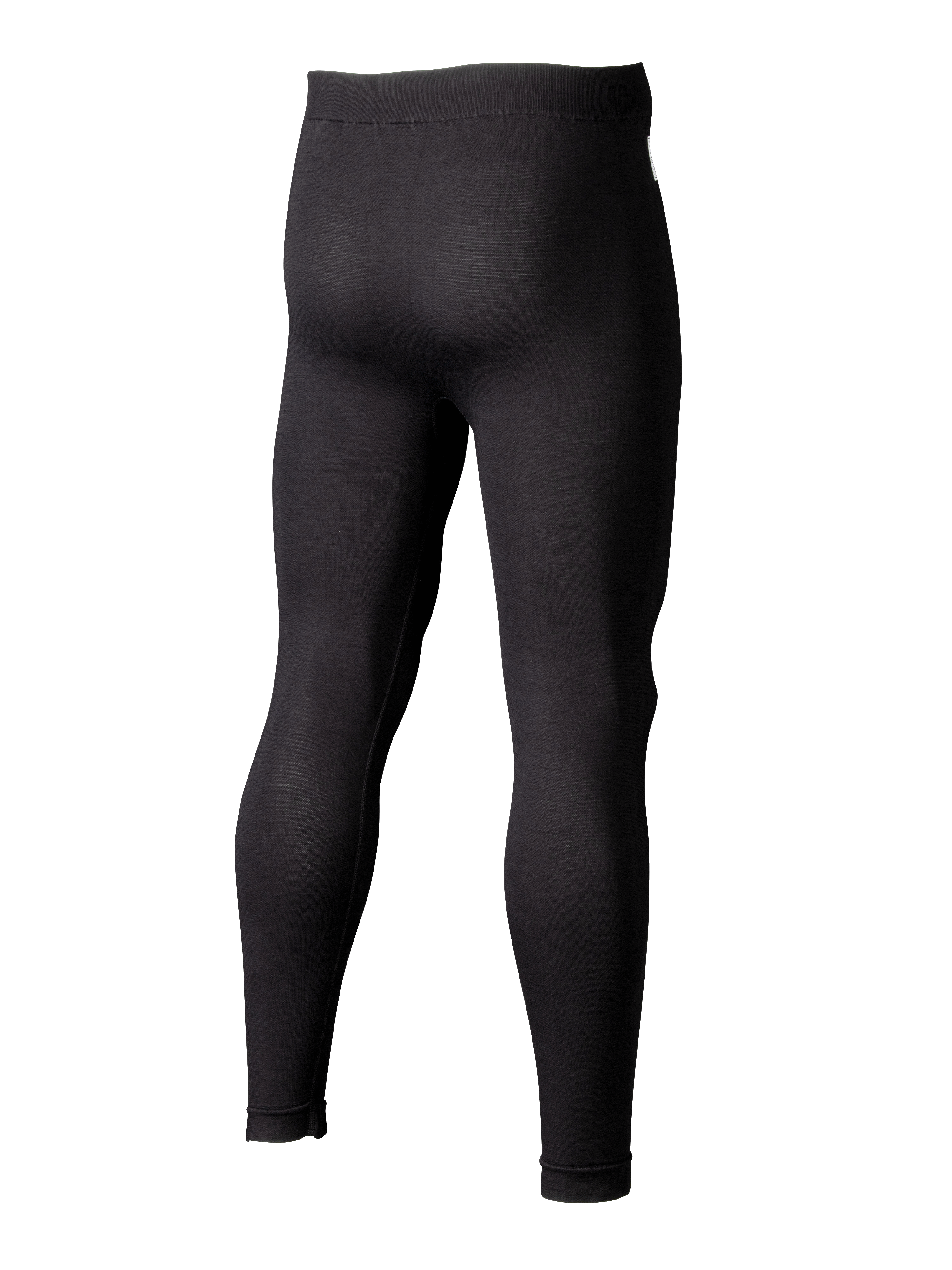 Alpinestars ZX Evo V3 Bottom, pantalon de sous-couche pour course automobile, noir, vue arrière de trois-quarts montrant des leggings résistants aux flammes à coupe ajustée, construction en maille jacquard pour la respirabilité en sport automobile