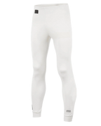 Alpinestars Race Bottom FIA, autosport onderkleding broek, wit met zwarte logopatches, lichtgewicht en vlamvertragend textiel, ontworpen om onder een racepak te dragen