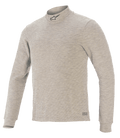 Alpinestars Race V3 Top met lange mouwen, autorace-basislaag, grijs, voorzien van een opstaande kraag met zwart sterlogo, lange mouwen, getextureerde vlamwerende stof en Alpinestars-branding op de zoom