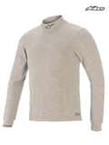 Alpinestars Race V3 Top Tech Layer, men's auto racing base layer in gray, long sleeve design with FIA 8856-2018 certification and flame-resistant Lenzing FR construction