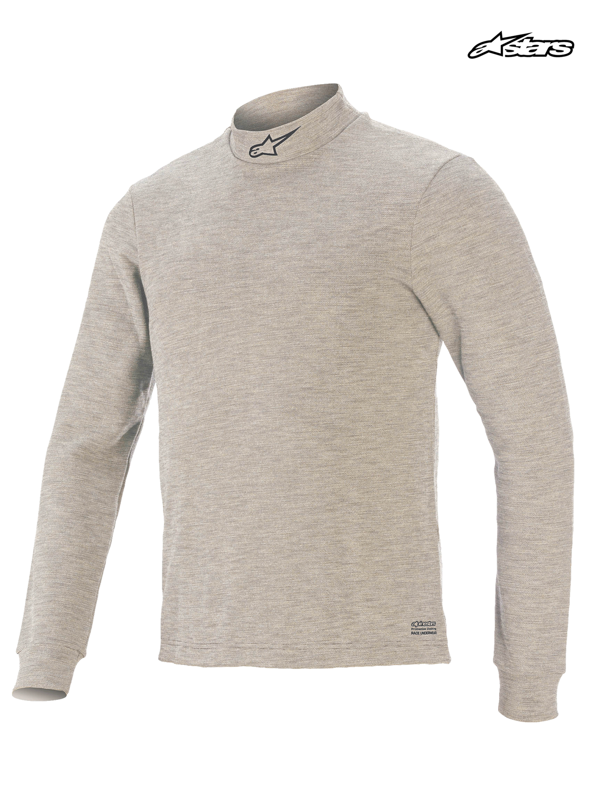 Alpinestars Race V3 technische layertop, heren autorace-basislaag met lange mouwen, grijs, CE-gecertificeerd volgens FIA 8856-2018 met vlamwerende Lenzing FR constructie, vooraanzicht