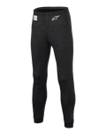 Alpinestars Race V3 Bottom, pantalon de couche de base pour le sport automobile, noir, doté d'un tissu texturé ignifuge, logo étoilé blanc sur la cuisse, étiquette d'homologation FIA sur la ceinture, sous-vêtement technique long pour le sport automobile professionnel