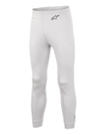Alpinestars Race V3 Bottom, pantalon de sous-couche pour sport automobile, blanc, matériau texturé ignifugé, logo A-star noir sur la hanche, chevilles et taille côtelées, sous-couche technique légère