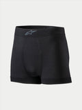Boxer Alpinestars TECH ZX, sous-vêtement technique pour le sport automobile, noir, avec un logo Alpinestars gris sur la ceinture, tissu léger résistant aux flammes, vêtement de sport automobile certifié FIA 8856-2018