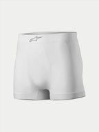 Alpinestars TECH ZX Boxer, auto-raceondergoed, wit, met een zilverkleurig Alpinestars-logo op de voorzijde van de tailleband, lichtgewicht vlamvertragende stof, basislaag voor de autosport