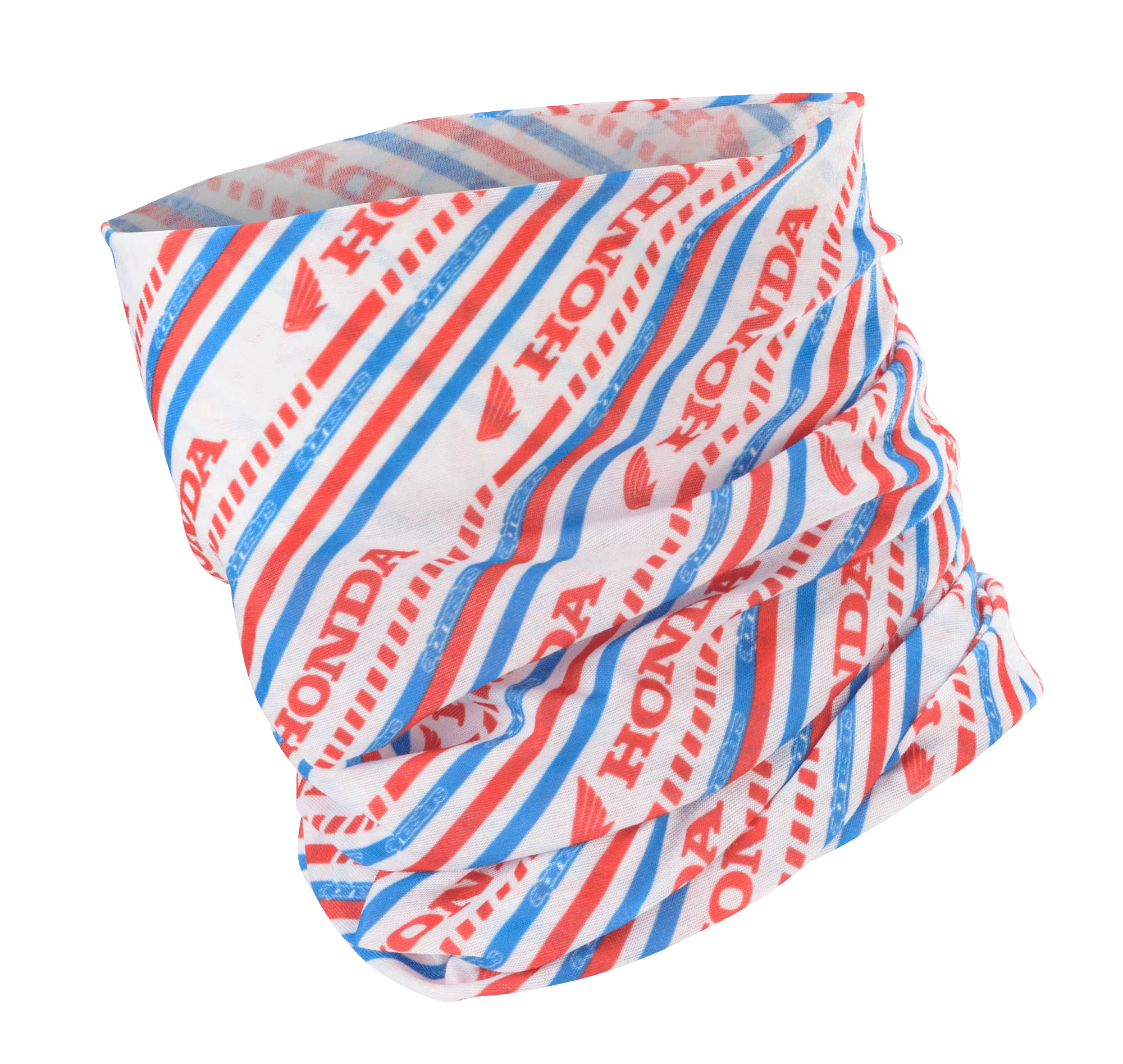 Alpinestars Honda nektube, motor-nekwarmer, wit, rood en blauw, voorzien van diagonale strepen met Honda- en Alpinestars-logo's, lichtgewicht zijdezachte stof voor ritten in de lente en zomer
