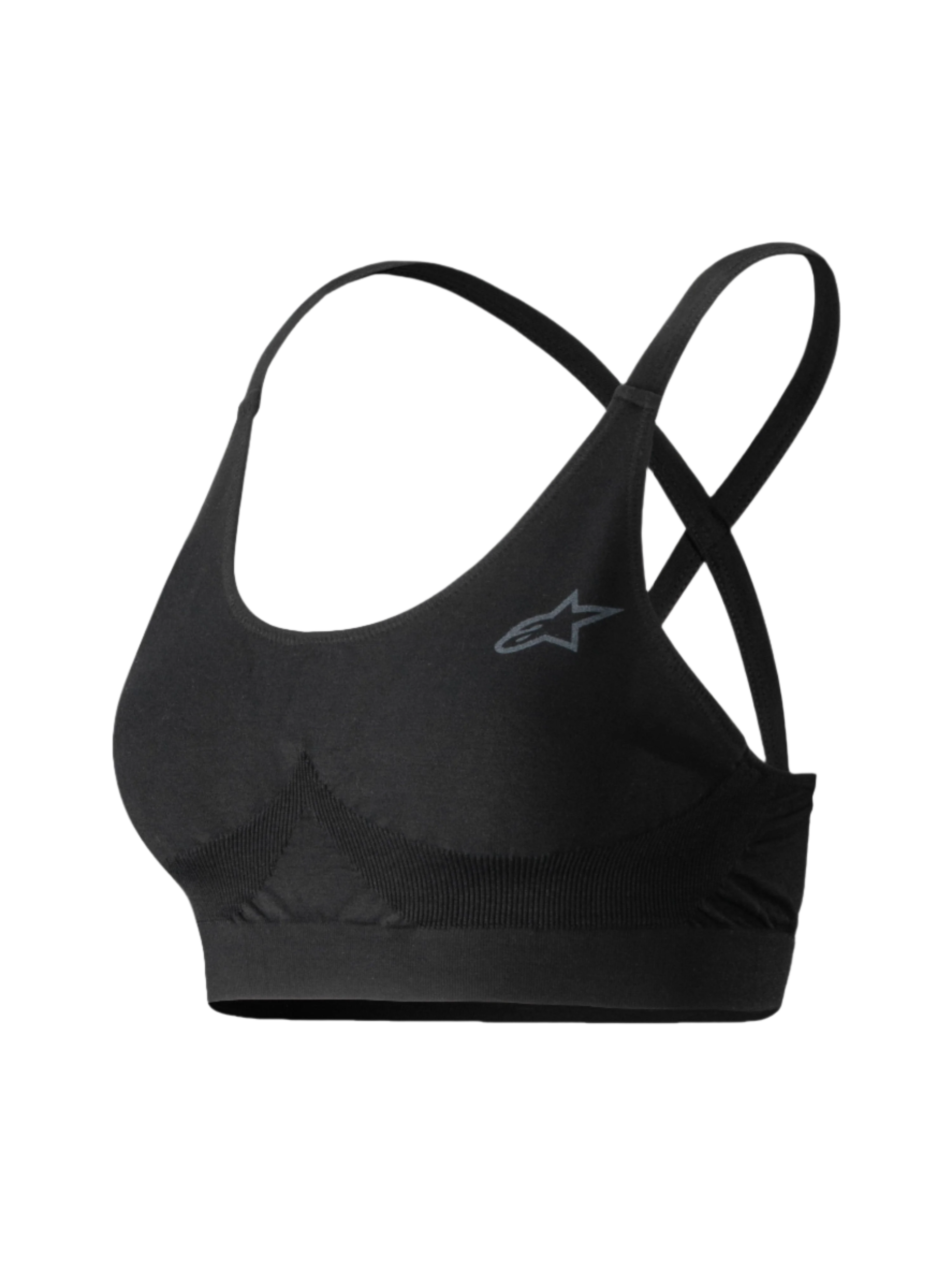 Alpinestars Stella TECH ZX Bra, haut de sous-couche pour course automobile, noir, avec bretelles croisées et logo gris, sous-vêtement de sport automobile ignifugé pour femme