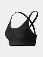 Alpinestars Stella TECH ZX Bra, sous-couche de course automobile pour femme, noir, avec logo Astars gris sur la poitrine, bretelles croisées et détails côtelés sans couture, tissu ignifuge LENZING FR pour le sport automobile