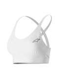 Alpinestars Stella TECH ZX Bra, motorsport basislaag voor dames, wit, met een klein grijs sterlogo, lichtgewicht vlamwerende LENZING™ FR-stof, dunne bandjes en ondersteunende band voor professionele autorace-prestaties