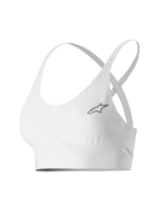 Alpinestars Stella TECH ZX Bra, motorsport basislaag voor dames, wit, met een klein grijs sterlogo, lichtgewicht vlamwerende LENZING™ FR-stof, dunne bandjes en ondersteunende band voor professionele autorace-prestaties