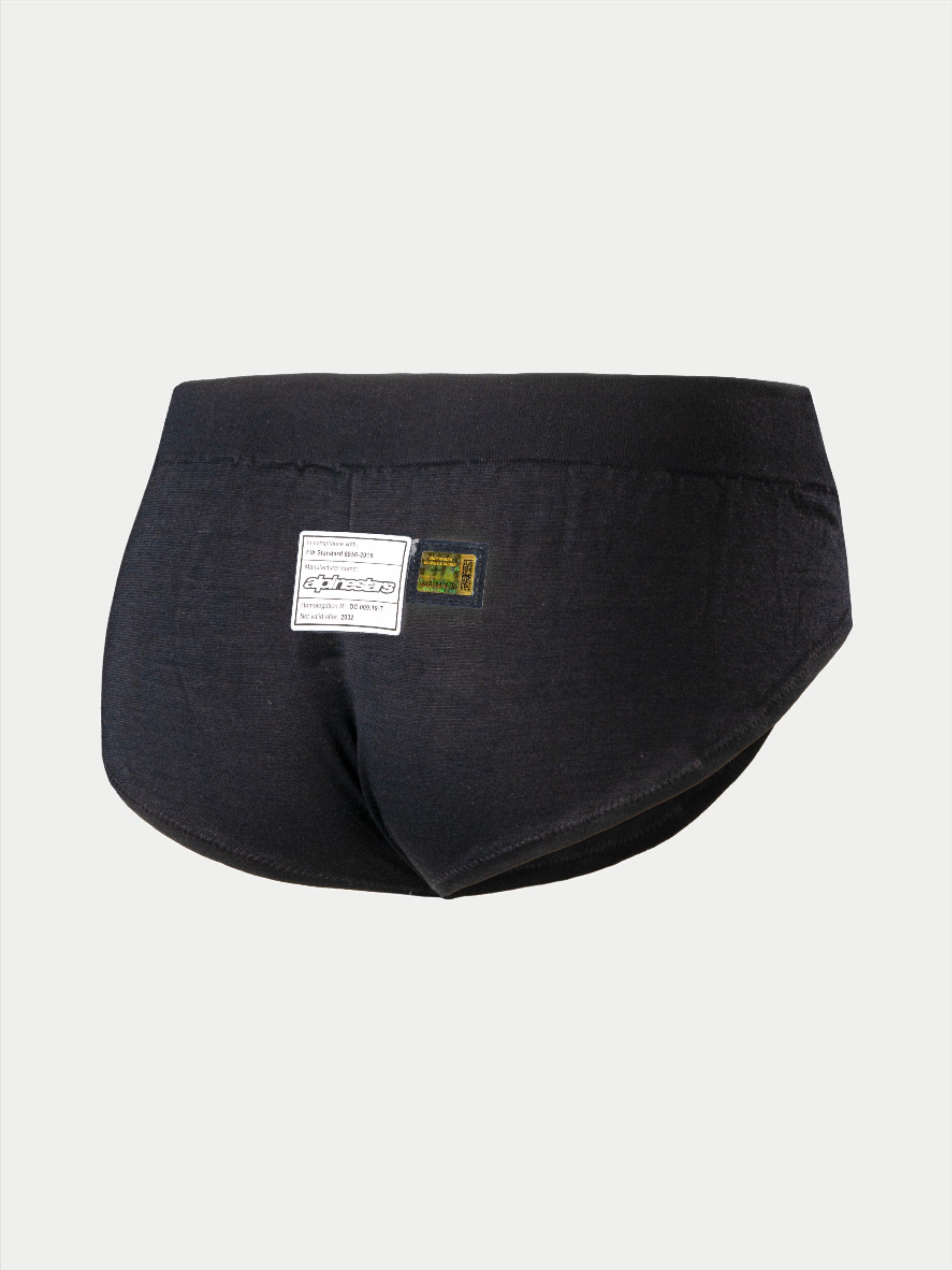 Alpinestars Stella TECH ZX Briefs, dames race-ondergoed, zwart, met een wit FIA-homologatielabel op de achterkant, vlamvertragende basislaag voor de autosport