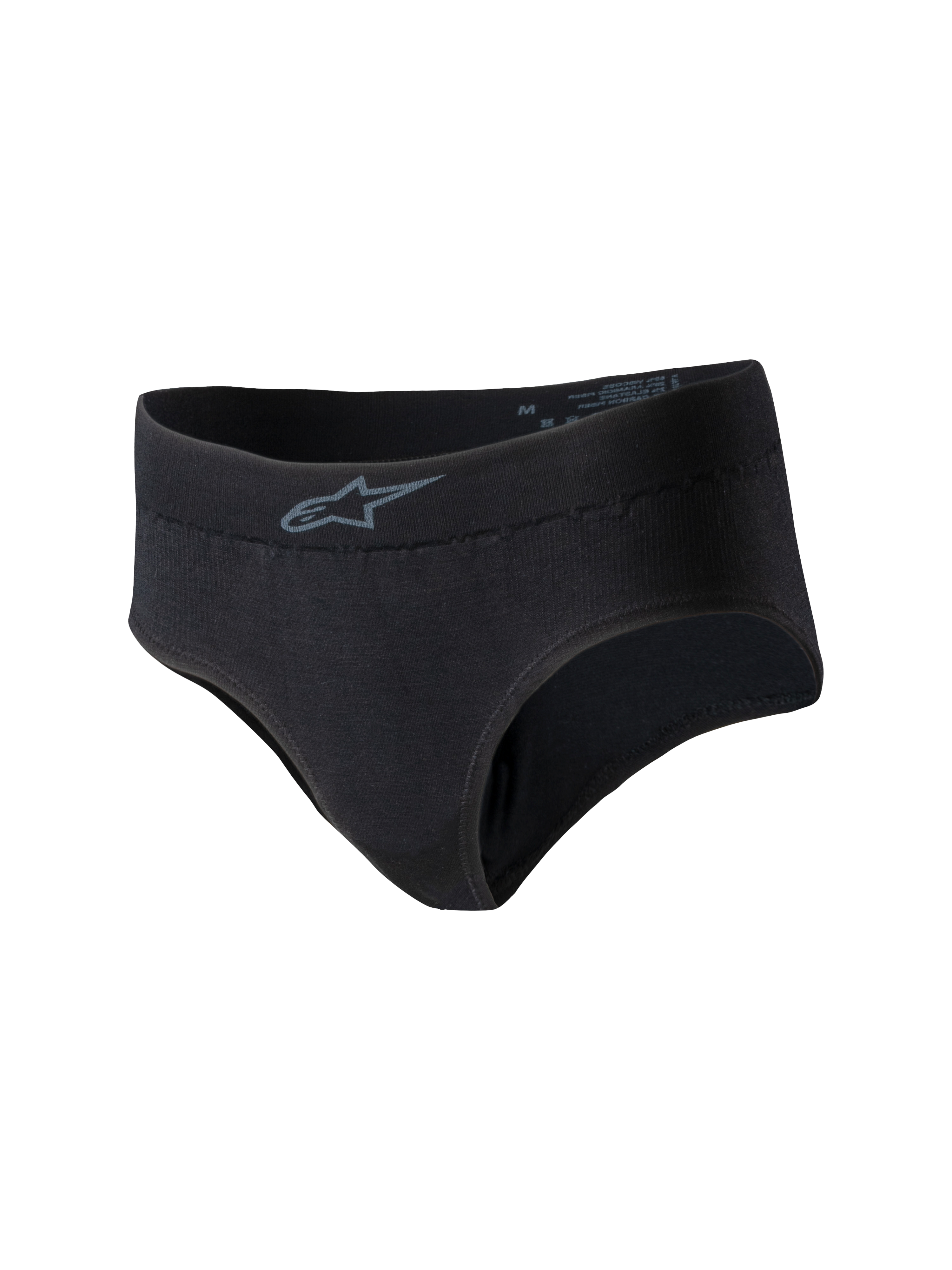 Alpinestars Stella TECH ZX Slips, Schwarz, feuerfeste Rennunterwäsche für Damen, graues Alpinestars-Logo am vorderen Bund, leichte und dünne Basisschicht für den Autorennsport, FIA 8856-2018 zertifiziert