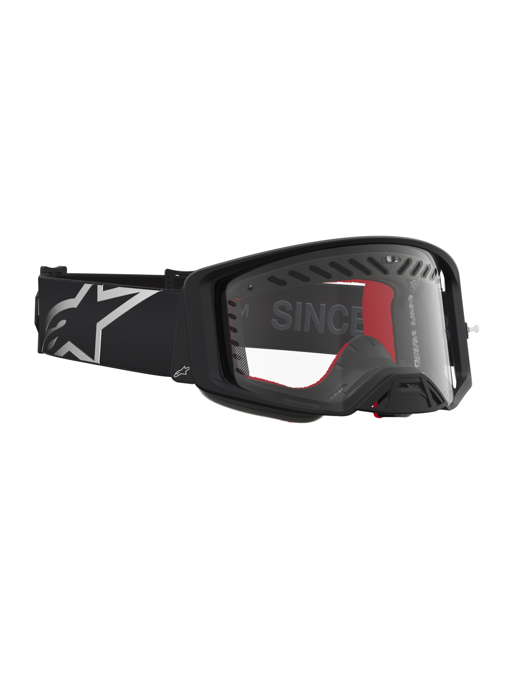 Alpinestars Supertech Dura Air Fluid Veiligheidsbril, motorcrossbril, zwart en zilver, heldere polycarbonaat lens, voor professionele off-road sporten