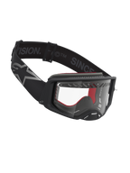 Alpinestars Supertech Dura Air Fluid veiligheidsbril, motocrossbril in zwart en zilver met een heldere polycarbonaatlens.