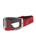 Masque Supertech Dura Air Fluid Alpinestars, masque de motocross rouge et argenté avec lentille claire en polycarbonate