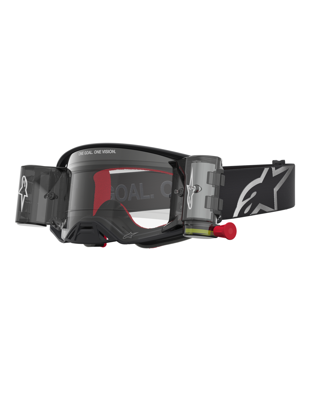 Alpinestars Supertech Firma Roll Off veiligheidsbril, zwart en zilver, roll-off systeem en heldere lens voor motocross.