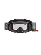 Alpinestars Supertech Firma Roll Off veiligheidsbril, zwart-zilveren motocrossbril met helder roll-off systeem.