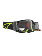 Alpinestars Supertech Firma Roll Off veiligheidsbril, professionele motocrossbril, zwart en fluorgeel, met geïntegreerd roll-off systeem.
