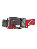 Alpinestars masque Supertech Firma Roll Off, masque de motocross rouge et argenté, système Roll-Off avec lentilles claires.