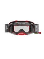 Alpinestars Supertech Firma Roll Off Goggles, red and silver motocross goggles with clear lenses and roll-off system.