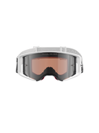 Alpinestars Supertech Corp Goggles Absolute Vision, Motocross Goggles, White and Mirror Silver, front view featuring a white frame and silver mirrored lens with "ONE GOAL. ONE VISION." text, adjustable white strap with Alpinestars logo, high-performance protective eyewear for off-road racing