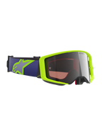 Alpinestars Supertech Vision Corp Goggles, Motocross-Brille, Neongelb und Lila, verspiegelte silberne Scheibe, lila elastisches Brillenband mit neongelbem Astars-Logo, spezieller Augenschutz für Offroad- und Dirtbike-Rennen