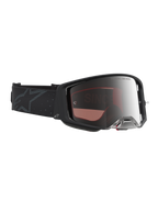 Alpinestars Supertech Cloak Goggles, premium Motocross eyewear in Black with Mirror Silver lens for off-road racing.