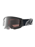 Alpinestars Masque Supertech Hiten, masque de motocross noir et blanc, écran miroir argenté offrant une vision périphérique large
