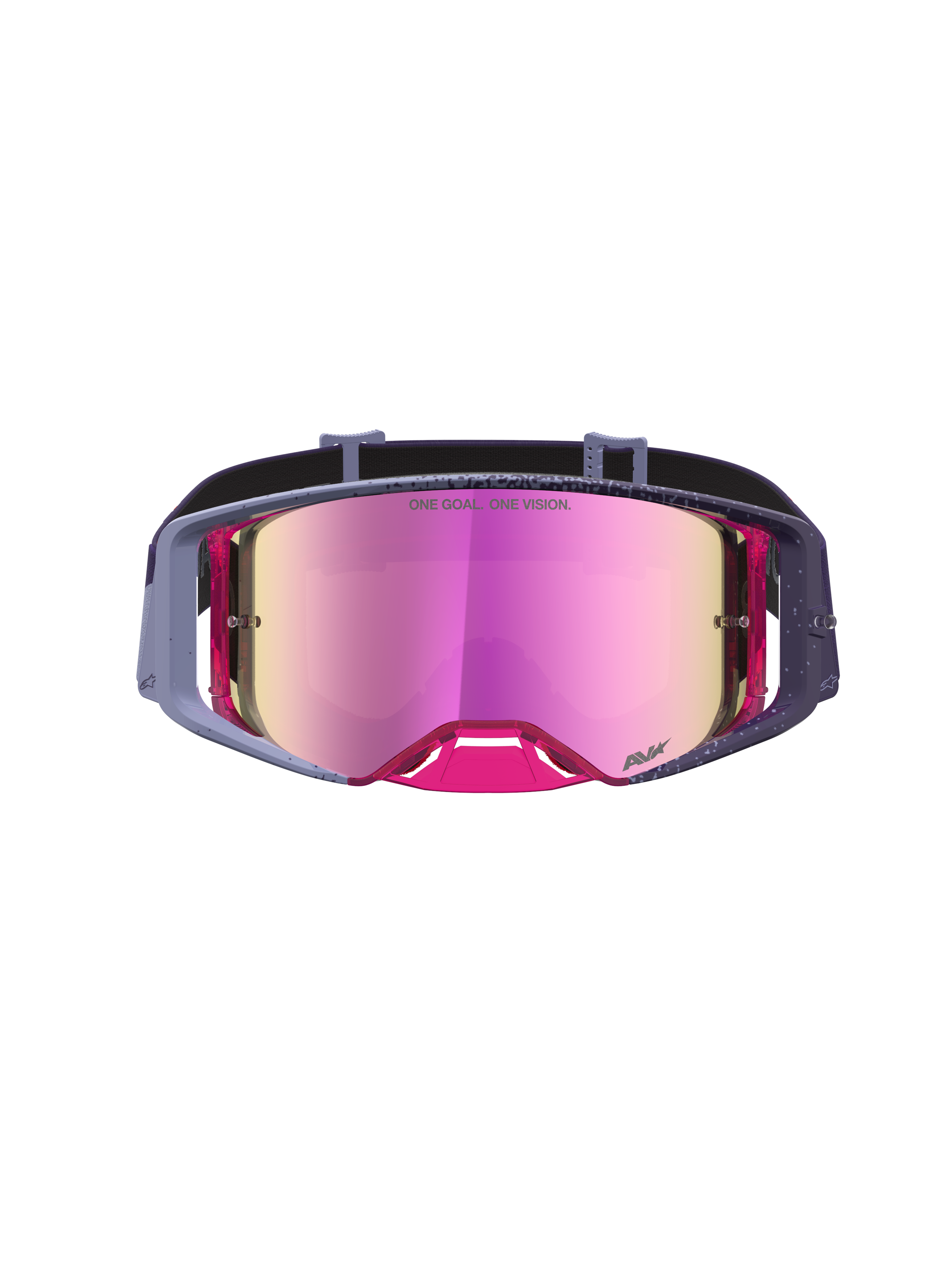 Alpinestars Supertech Hiten veiligheidsbril, motorcrossbril voor racing, paars en roze, met reflecterende spiegelende lens.
