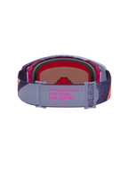 Alpinestars Supertech Hiten veiligheidsbril voor motocross, paars en rood met roze spiegelende lens en merkband.