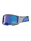 Alpinestars Supertech Hiten Goggles, professional motocross goggles in light grey and blue with a mirror finish lens.