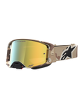 Alpinestars Masque Supertech Lone, masque de motocross, camouflage désert et doré miroir, lentille haute précision.