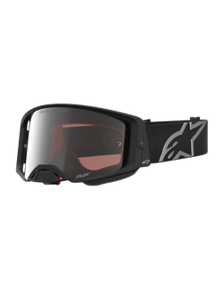 Alpinestars Supertech Vesta Motocross Goggles, Matte Black and Silver Mirror lens, high-definition optics for off-road racing.