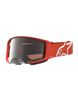 Alpinestars Supertech Vesta veiligheidsbril, oranje motorcrossbril met zilveren spiegelglas en geoptimaliseerde luchtstroom.