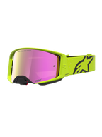Alpinestars Supertech Vesta veiligheidsbril voor motocross en off-road, geel fluo en zwart, roze spiegelviziervizier.