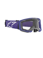 Alpinestars Vision 8 Corp Goggles, Motocross-Brille, Lila und Klar, matter lila Rahmen mit klarer Linse, breites lila gewebtes Band mit großem weißen Alpinestars-Logo, Hochleistungs-Offroad-Augenschutz