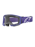 Alpinestars Vision 8 Corp Goggles, Motocross-Brille, Lila und Klar, mit lila A-FLEX-Rahmen und klarer Linse, lila Band mit großem weißen Stern-Logo, weites Sichtfeld, entwickelt für Performance im Offroad-Rennsport