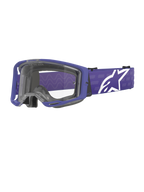 Alpinestars Vision 8 Corp Goggles, Motocross-Brille, Lila und Klar, mit lila A-FLEX-Rahmen und klarer Linse, lila Band mit großem weißen Stern-Logo, weites Sichtfeld, entwickelt für Performance im Offroad-Rennsport