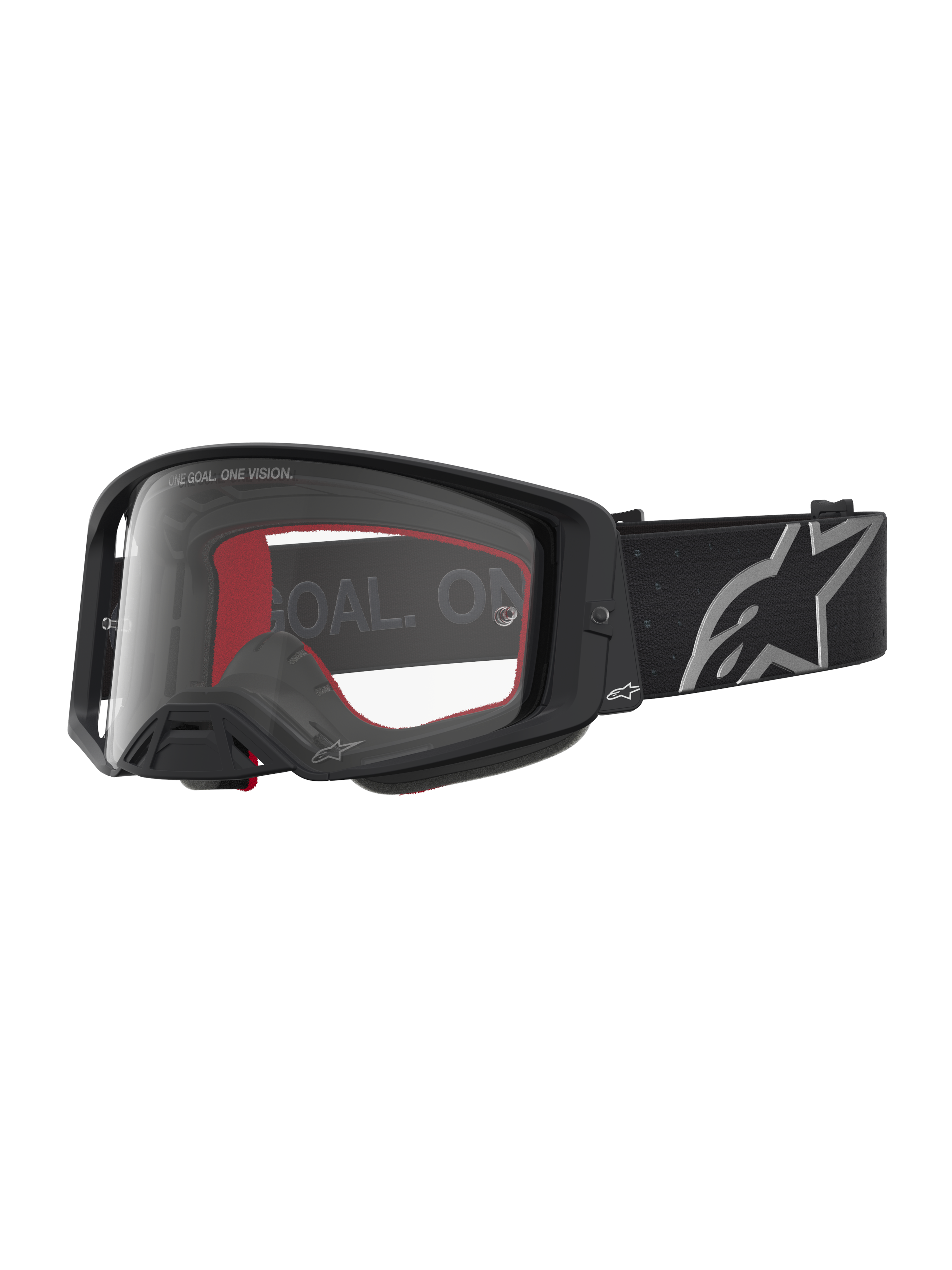 Alpinestars Supertech Vesta, masque de motocross noir mat et argenté avec lentille claire pour performance tout-terrain