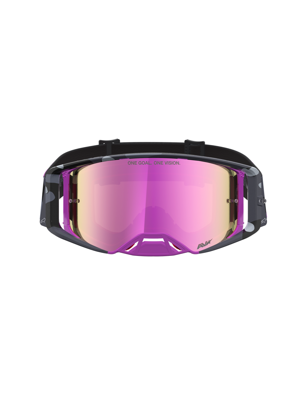 Alpinestars masque Supertech Lone Édition Limitée, masque de motocross, camouflage violet et rose miroir, technologie optique haute contraste