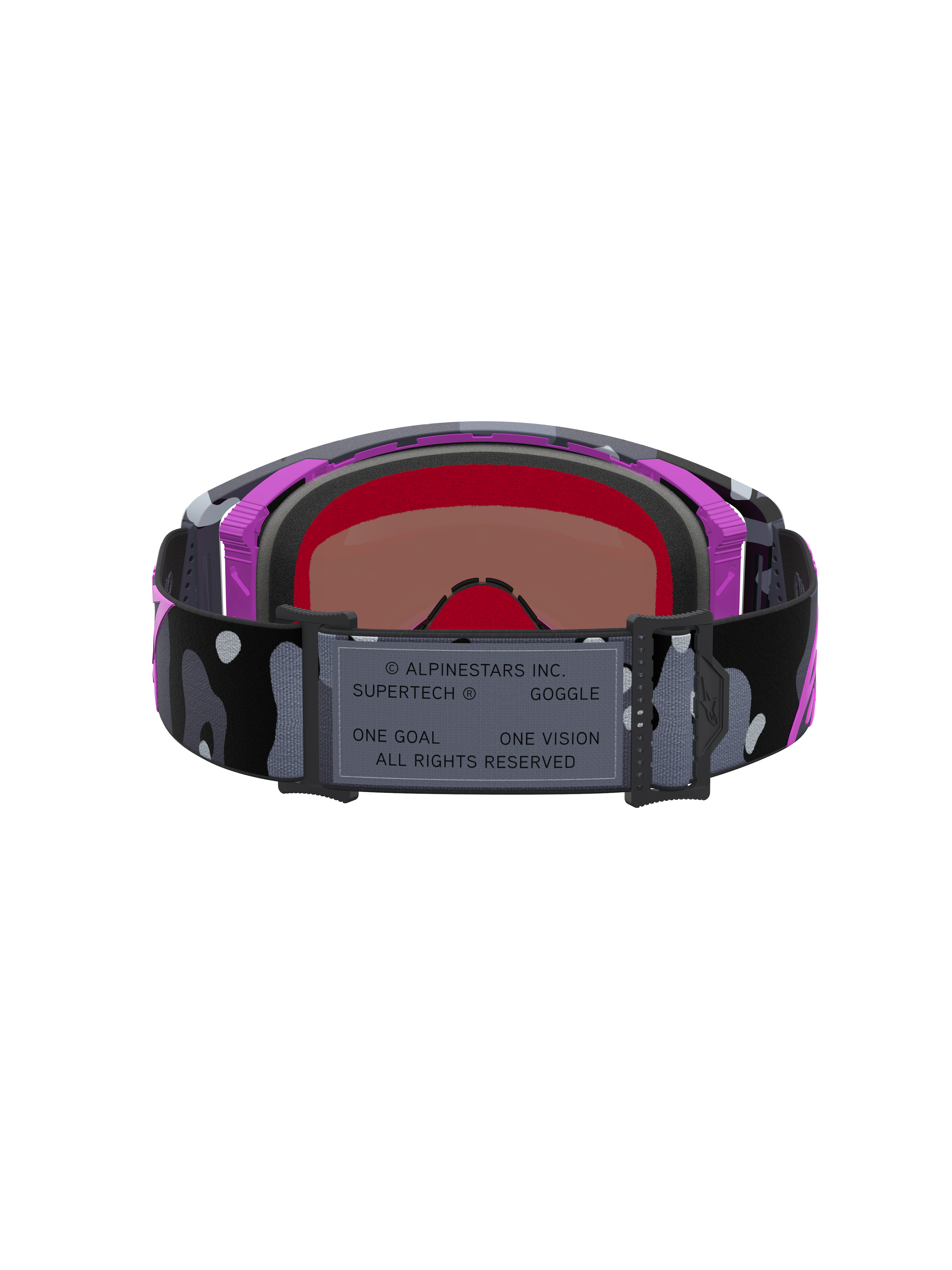 Alpinestars Masque Édition Limitée Supertech Lone, masque de motocross et supercross violet et noir, sangle camouflage et lentille miroir rose