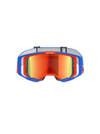 Masque Alpinestars Vision 8 Wordmark, masque de motocross, bleu et orange avec écran miroir rouge, doté d'un large champ de vision et d'une monture A-FLEX haute performance pour la course tout-terrain.