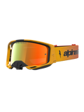 Alpinestars Vision 8 Amber Mirror veiligheidsbril voor motocross, rood en zwart met A-FLEX frame en anti-condens spiegellens.